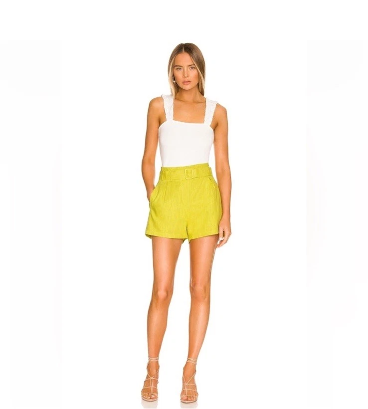 NWT Lot Of 2 Heartloom Gabrielle Paper Bag Belted High Waist Shorts Pear Sz XS