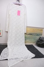 white lace maxi dress long sleeves mesh floral pattern wedding evening luxury el