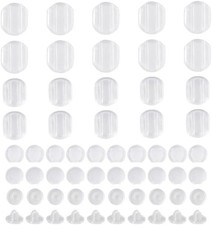 60 Pcs Earring Pads, 6 Sizes Silicone Comfort Earring Cushions with Clip On