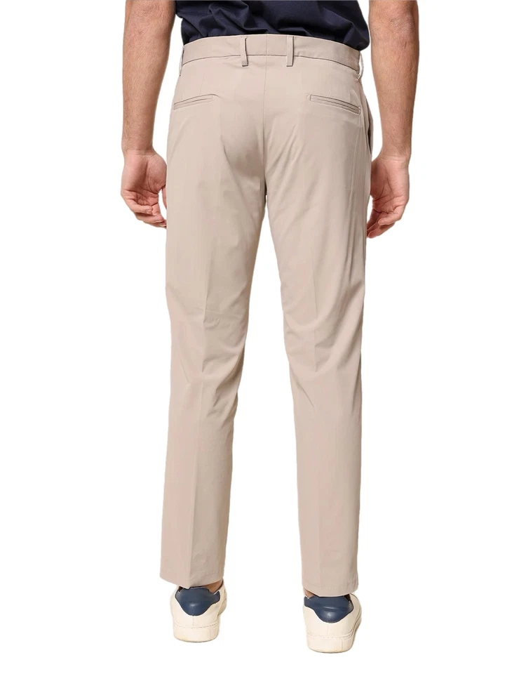 Pantalone classico in tessuto tecnico spandex beige - Immagine 3 di 4