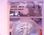2021-W Type 1 Silver American Eagle ANACS MS70 Key Date! *Take a Look*