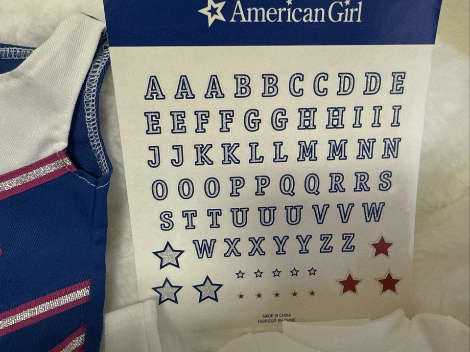 AMERICAN GIRL 2 EN 1 TRAJE DE PORRISTAS EQUIPO DE PORRISTAS ~ POMPONES ~ MEGÁFONO ~ AZUL ~ NUEVO Foto 4 de 4