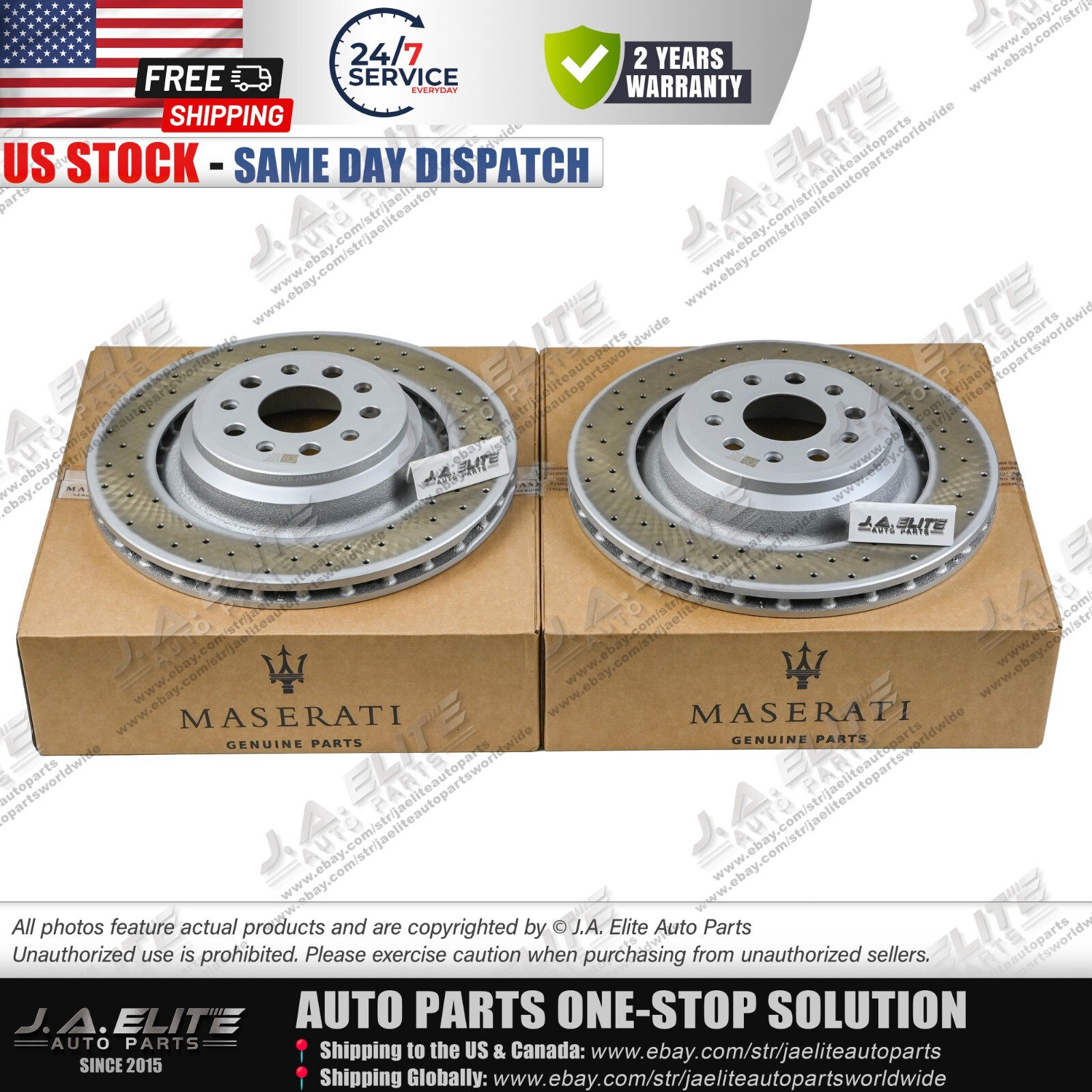 Rear Brake Rotor With Holes fit Maserati Quattroporte Ghibli 2014-16, 670031597