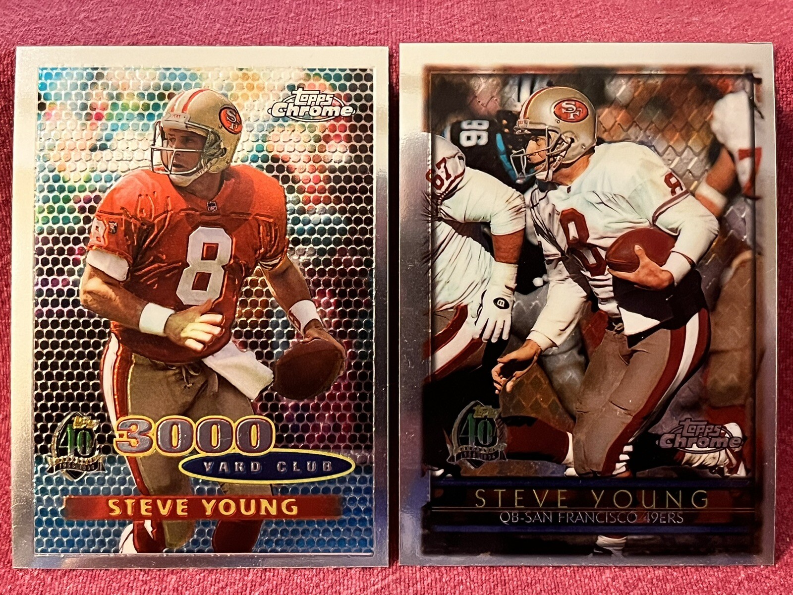(2) 1996 Topps Chrome Steve Young #130 & #138 San Francisco 49ers! HOF