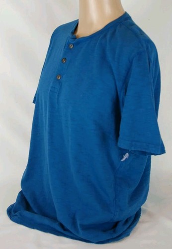 Sonoma Solid Slate Blue Short Sleeve Henley 100% Cotton Shirt Men's Size Large - Picture 2 of 16
