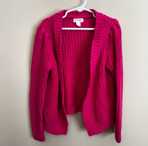 Cat & Jack Girls Cardigan Size S 6/6X Pink Metallic Pink Thread