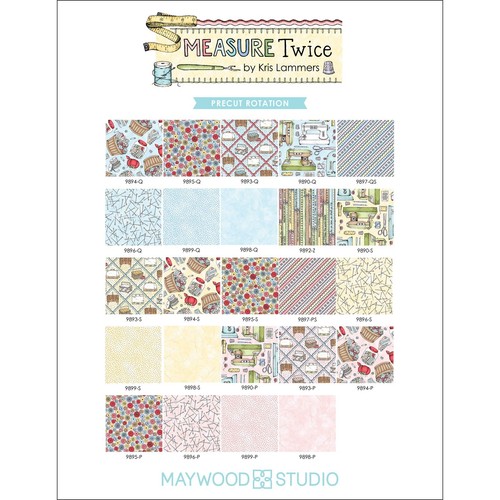 Measure Twice Fabric Jelly Roll from Maywood Studio 100% Cotton 40pcs - Picture 2 of 24