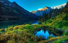 Landscape nature mountains river glacier national park Custom Gaming Mat Desk