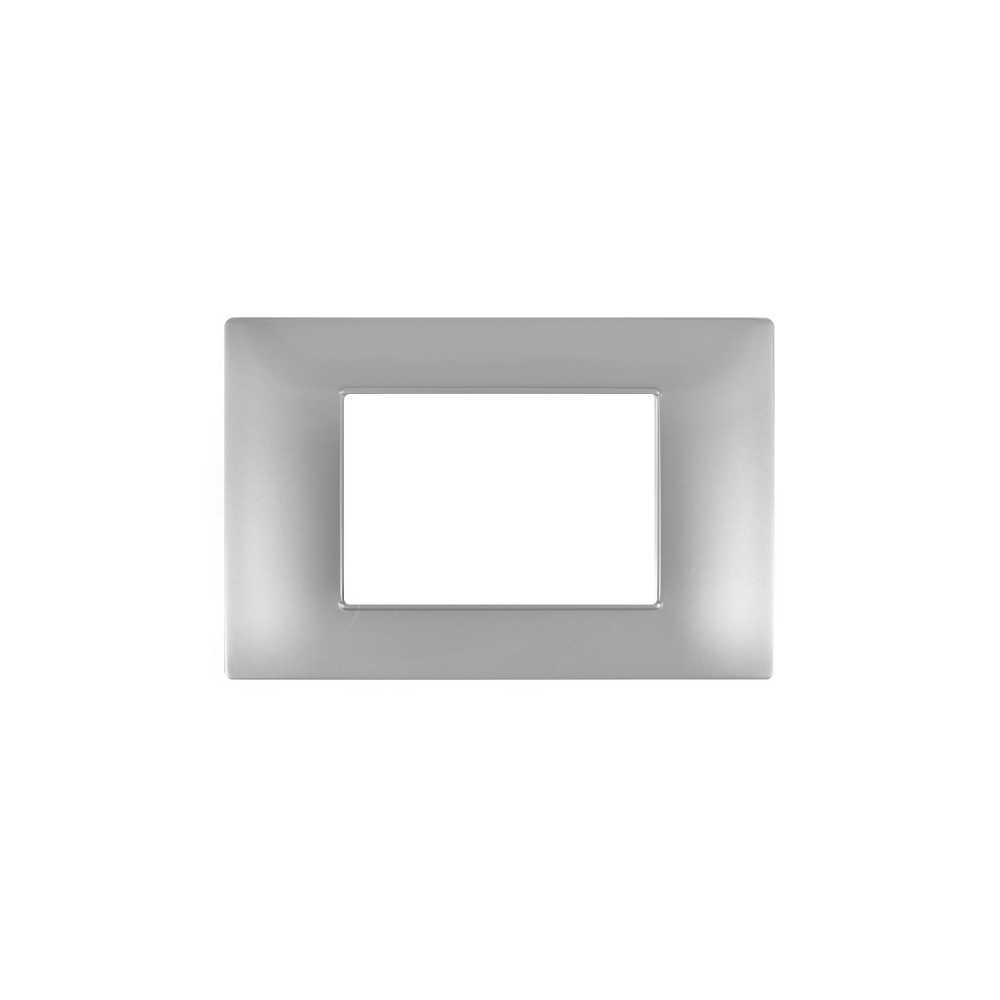 TOT Elettric T2 Placca 503 3 Moduli grigio Argento Silver Compatibile Vimar Plan