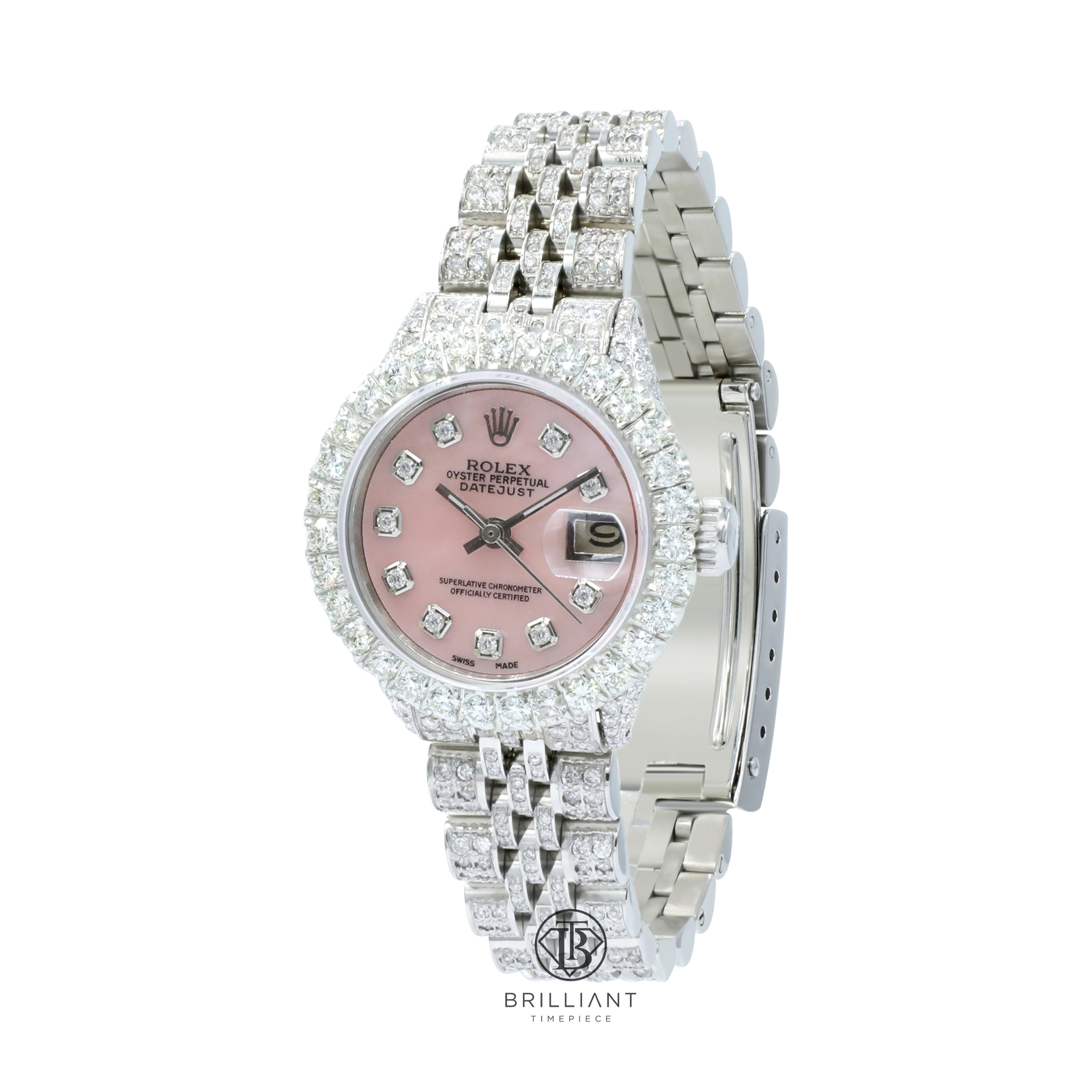 Rolex Datejust 26mm Pink MOP Diamond Dial Jubilee Bracelet 8 Carats