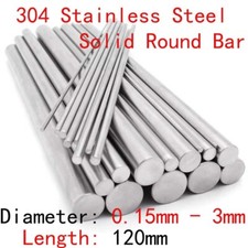 120mm Length 0.15mm-3mm Dia 304 Stainless Steel Solid Round Rod Straight Bar