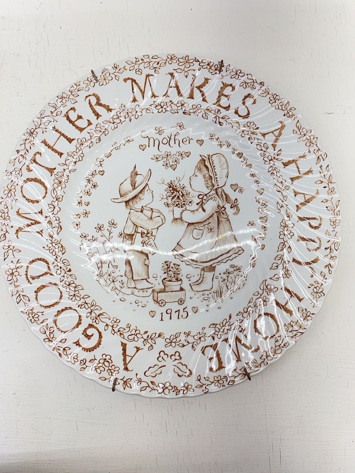 Vintage Staffordshire Porcelain Plate England Royal Crownford “ MOTHER”