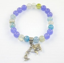 Handmade Beautiful Beaded Bracelet Sea Colors Dangling Fish and Mermaid Unisex