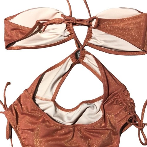 VICTORIA’S SECRET | Monokini scintillante increspato con cinturino in smalto zenzero taglia M {NUOVO} - Foto 11 di 14