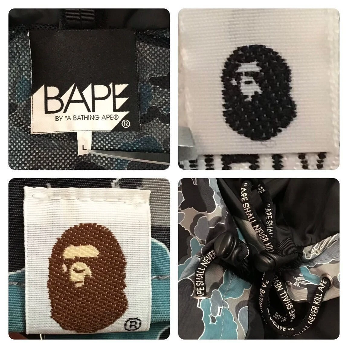 A BATHING APE (BAPE) Rara giacca snowboard mimetica BAPE KAWS Cloud felpa con cappuccio multicolore uomo usata taglia L