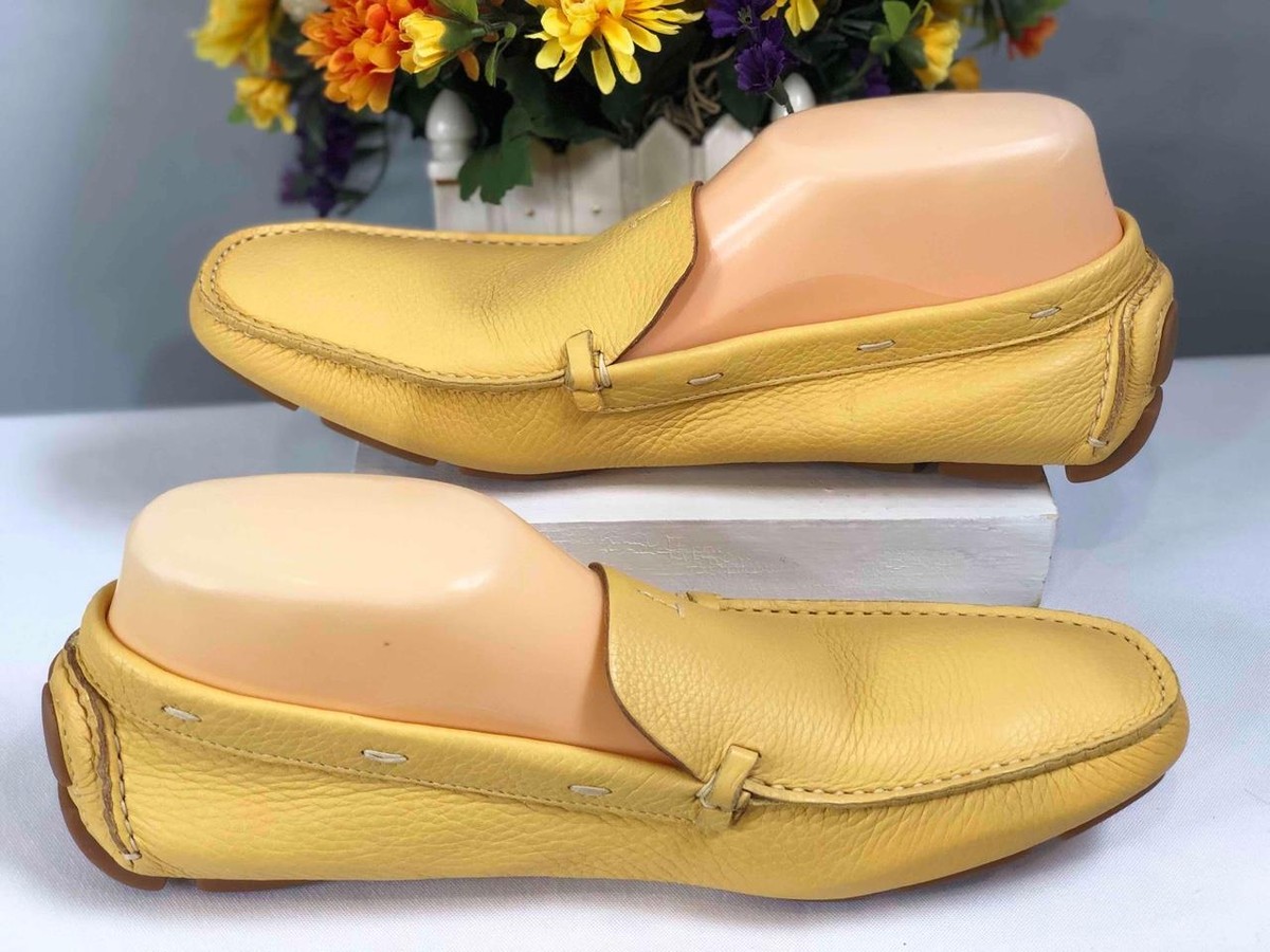 PRADA Italy Women's Yellow Pebbled Leather Flat Loafer EU 39