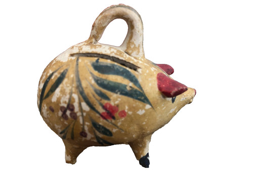 Vintage Mexican Art Pottery Miniature Piggy Bank Pig Figure 1.5 x 2"