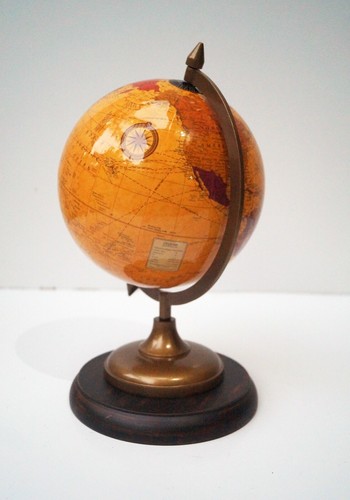8" World globe yellow ocean educational political table decor office round base - 第 3/4 張圖片