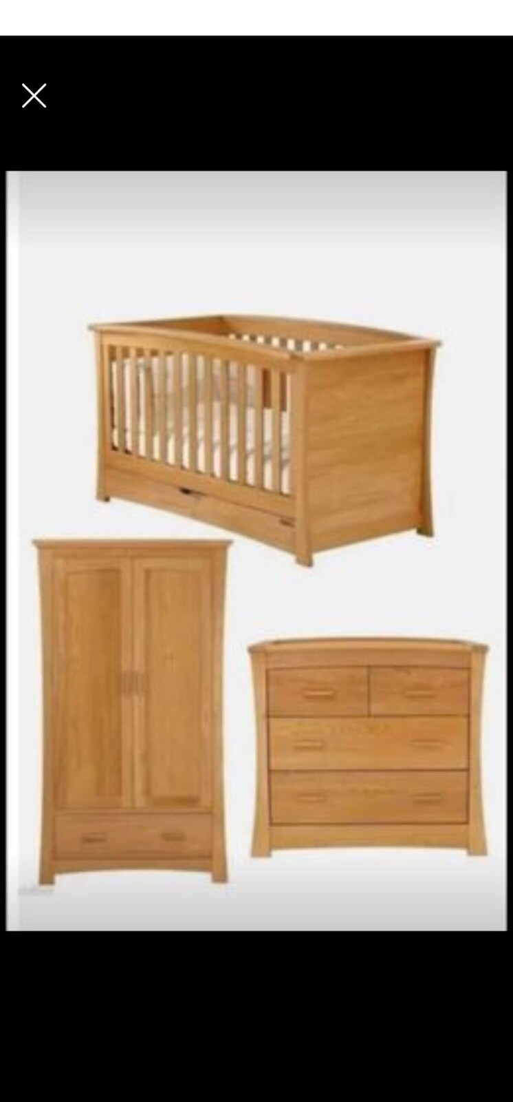 Mamas and Papas Ocean Cotbed and Nursery Furniture Set 3 Piece Solid