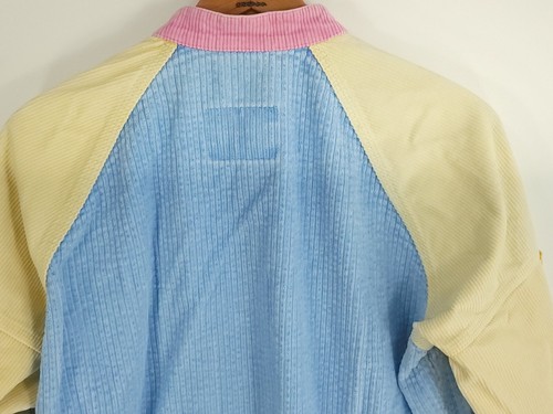 Vtg Billabong Corduroy Jacket Men's Large Blue Yellow Pink Snap Front Distressed - Picture 11 of 19