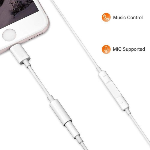 IOS 14+ Music Mic Headphone Adapter For iPhone 12 11 7 8 XS To 3.5mm AUX Jack AU - Picture 6 of 10
