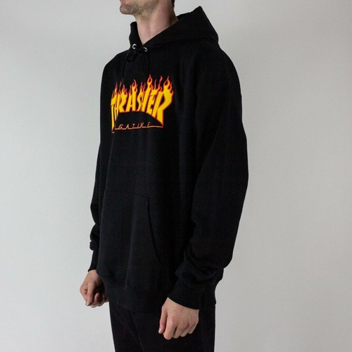 Thrasher Flame Logo Pullover Kapuzenpullover - Schwarz in Gr. S,M,L,XL - Bild 2 von 4
