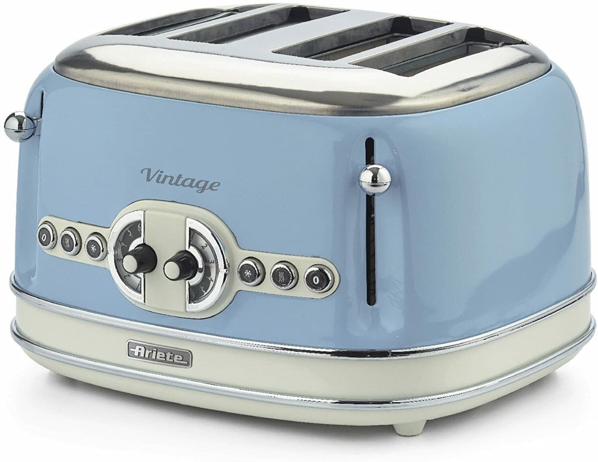 Slice Toaster, Blue Vintage Style, Defrost Reheat, Ariete 0156