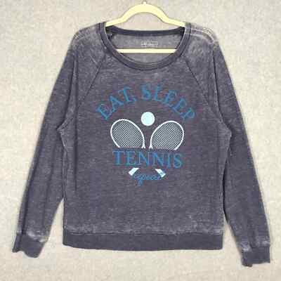 Miken Flow Sweatshirt Large Eat Sleep Tennis Worn Distressed Lounge Everyday