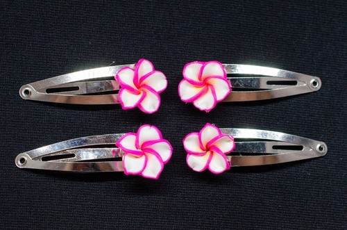 Blume Frangipani Plumeria 4er Set Haarspangen Spange Haar Miniblings Sommer - Picture 3 of 4