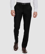  115 Kenneth Cole Unlisted 37W 32L Mens Black Slim Fit Solid Suit Trousers Pants