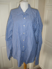 Men's Long Sleeve Dress Shirt Chaps XXL 18-181/2-36/37 Blue/Stripe (T71)