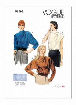 Vogue Schnittmuster 1902 Oberteile, Vintage Style A5 (6-8-10-12-14)