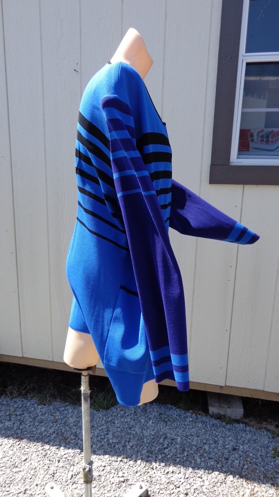 NICE Misook Multi Blue  Striped Front Zip Jacket … - image 5