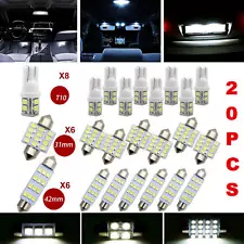 20pcs Car Interior White combo LED Map Dome Door Trunk License Plate Light bulbs