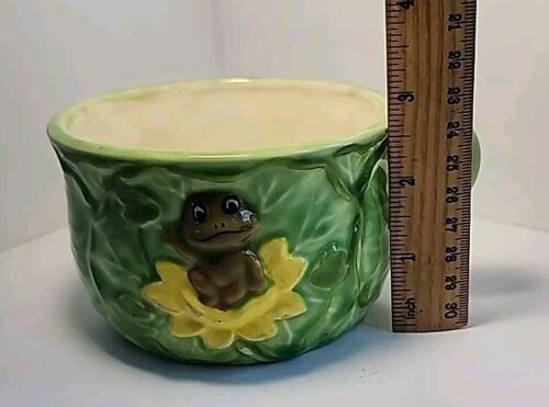 VERDE Y AMARILLO 3D Neil La Rana GRANDE Taza de café Pequeño Tazón de sopa De colección Años 70? - Imagen 9 de 11
