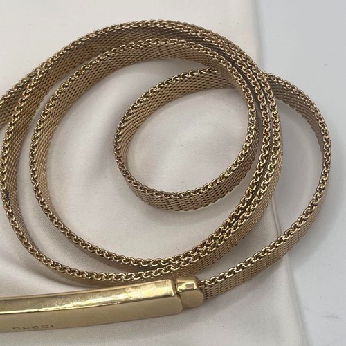 GUCCI Plate Mesh Belt Metal Gold from japan dhl fedex free shipping - Picture 15 of 16