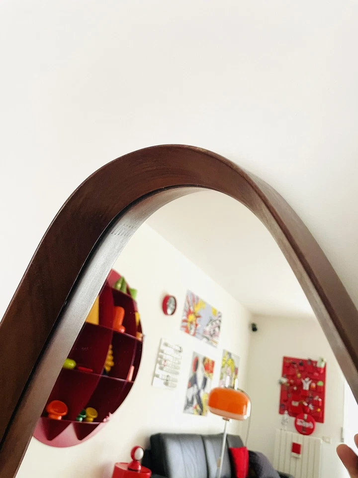 🟢 Elegante specchio scandinavo in teak anni 60 vintage Campo e Graffi - Immagine 2 di 4