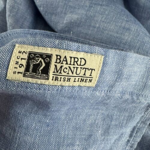 J. Camicia Crew manica corta Baird McNutt lino irlandese uomo grande blu nuova con etichetta TP-3117 - Foto 9 di 12