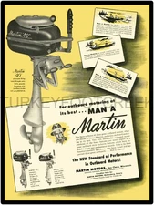 Martin Model 40 Outboard Ad 9" x 12" Metal Sign