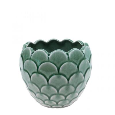 Keramik Blumentopf Grün Ø13cm H11cm Vintage Crackle Glaze