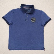 Tommy Hilfiger New York Patch Polo Shirt Mens Blue Short Sleeve Size Large