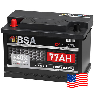 US Autobatterie 77Ah 680A/EN 12V Starterbatterie Plupol Links USA AMI Batterie
