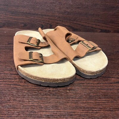 Nature Walk By Livergy Mens Sandals Size 11 Brown Double Strap Slip On Slide