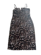 Women's Lauren Brown Animal Print Sleeveless Sheath Wrap Dress Size 7