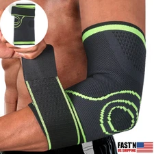 Elbow Brace W/Strap Compression Support Sleeve Arthritis Tendonitis Joint Pain