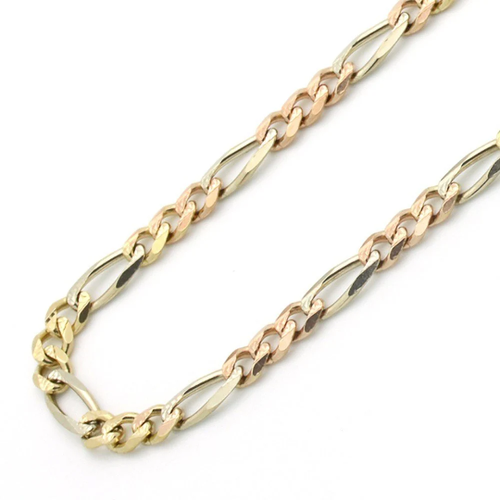 14K Solid Gold 4.5mm Tricolor Figaro 