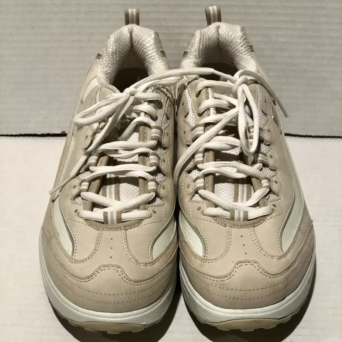 Skechers Shape Ups Beige White Toning Walking Rocker 11800 Shoes Women Sz 9.5