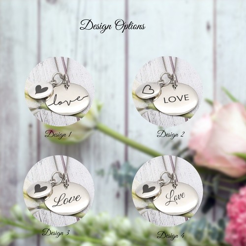Personalised 925 Silver Love Necklace✔️Coin Necklace✔️Mum✔️Friendship✔️KIMNKIM - Picture 2 of 15
