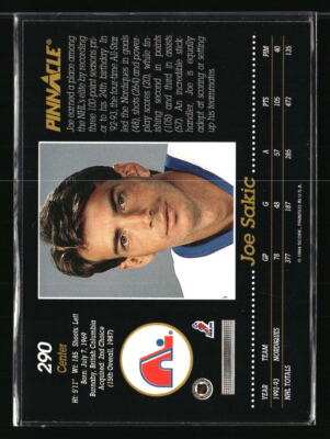 The Skitslickers 希少！1999年 スウェーデン盤 Joe Sakic 1994 Score Pinnacle #290 Hockey Card | eBay
