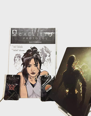 The Callisto Protocol Collector's Edition contents, steel case, pins, sketchbook